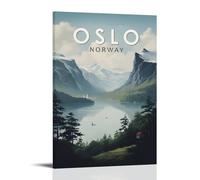 KSYWVCSO Oslo Norway Retro Travel Posters Canvas Aesthetic Wall Art Modern Home Decor for Bedroom Living Room 08x12inch(20x30cm) Frame-style