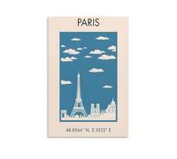 KSYWVCSO Paris Retro Travel Posters Canvas Aesthetic Wall Art Modern Home Decor for Bedroom Living Room 24x36inch(60x90cm) Unframe-style