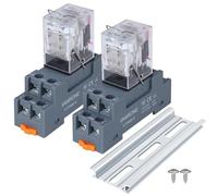 KSZHZYMGX Electromagnetic Power Relay, 8 Pin 10 AMP 24V AC Relay Coil, with Socket Base, LED Indicator, DPDT 2NO 2NC - MY4NJ 2PCS (Size : AC 24V, Color : 8Pin-10A-2PCS)