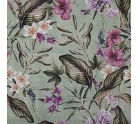 Kt KILOtela - Decorative Fabric Half Panama Cotton, Digital Print, Home Accessories, Tablecloths, Cushions, Curtains, Bags, 100 cm Length x 280 cm Width, Nacare Fleurs, Vert, Purple - 1 Metre