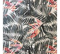 Kt KILOtela - Digital Printed Canvas Duck Fabric, Upholstering Furniture, Headboards, Accent Pillows, Handbags, Tote Bags, Aprons, 280 cm Wide, by Half Metre, Tropical Plants, Black, Pink