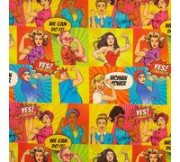 Kt KILOtela - Digital Printed Canvas Fabric, Half Panama Cotton, Decoration, Upholstery, Cushions, Curtains, Bedspreads, Tablecloths, 100 cm Length x 140 cm Width, Woman Power, Multicoloured - 1 m