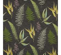 Kt KILOtela - Digital Printed Canvas Fabric, Half Panama Organic Cotton, Standard 100 by Oeko-Tex, 100 cm Length x 280 cm Width | Blumei, Botanical Ferns - Black ─ 1 meter