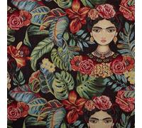 Kt KILOtela - Fabric Upholstery, Jacquard Gobelino, Upholstery Chairs, Cushions, Headboard, Sofa, Handbags, Wear-Resistant, Sewing, 100cm Length x 140cm Width, Frida, Black, 1m