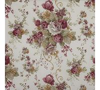 Kt KILOtela - Printed Canvas Duck Fabric, Upholstering Furniture, Headboards, Accent Pillows, Handbags, Tote Bags, Aprons, Draperies, 100 cm Length x 280 cm Width, Flowers, Pink, Beige ─ 1 metre