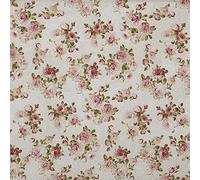 Kt KILOtela - Printed Canvas Fabric, Decoration, Upholstery, Cushions, Curtains, Bedspreads, Bags, Tablecloths, 100 cm Length x 280 cm Width, Flowers, Pink, Beige ─ 1 metre