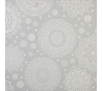 Kt KILOtela - Printed Canvas Fabric, Decoration, Upholstery, Cushions, Curtains, Bedspreads, Bags, Tablecloths, Crafts, 100 cm Length x 280 cm Wide, Mandalas, London, Grey - 1 Metre