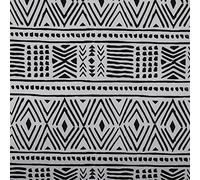 Kt KILOtela - Printed Canvas Fabric, Decoration, Upholstery, Cushions, Curtains, Bedspreads, Bags, Tablecloths, 100 cm L x 280 cm W, Geometric Ethnic, Black, White ─ 1 Meter