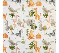Kt KILOtela - Printed canvas fabric, decoration, upholstery, cushions, curtains, bedspreads, bags, tablecloths, crafts. Width 280 cm, Length of choice of 50 in 50 cm, Animals, Orange, Green