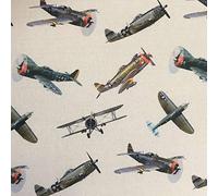 Kt KILOtela - Printed Canvas Fabric - Digital Print - 100% Cotton - 140 cm Wide - by Half metre | Planes - Beige, Blue, Green, Orange