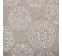 Kt KILOtela - Printed Canvas Fabric - Polycotton - Size: 100 cm length x 280 cm width | Mandalas Tattoo - Beige, white ─ 1 metre