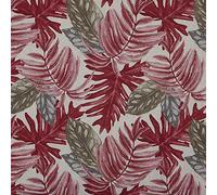 Kt KILOtela - Printed Cotton Canvas Duck Fabric, Upholstering Furniture, Headboards, Accent Pillows, Handbags, Bags, Aprons, Draperies, 100 cm Length x 280 cm Width, Tropical Plants, Garnet - 1 Meter