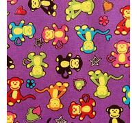 Kt KILOtela - Printed Quilting Fabric - 100% Cotton - 110 cm Wide - by Half metre | Lilac with Monkeys