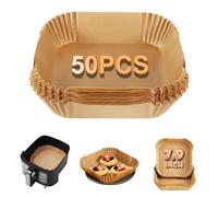 KT Kitchens Disposable Air Fryer Liners 50PCS|Adaptable to CASORI, Tefal & Ninja Fryer|Leak-Proof Air Fryer Liners|Grease & Waterproof, Heat-Resistant, & Oven-Safe Kitchen Air Fryer Accessories