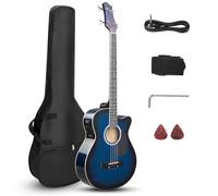 Ktaxon 4 String Acoustic Bass Guitar, Full Size Bass Guitar Kit with Portable Guitar Bag, Premium Cable, Wrench, Strap, Plectrum (Blue)