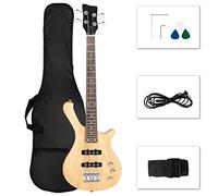 Ktaxon - 4 String Electric Bass Guitar, 36" Bass Kit with Split Single Coil Pickup, Rosewood Fingerboard, Mahogany Body for Kids Boys and Girls (Natural)