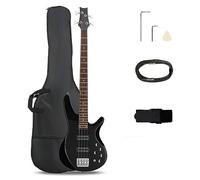 Ktaxon 4 String Electric Bass Guitar, Full Size Standard Right Handed Rosewood Fingerboard Beginner Kit with Cable Wrench Tool (Upgraded Black)