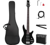 Ktaxon - 5-String Electric Bass with 20W Amplifier, JB Type Pickup, Natural Air Dried Maple Neck, Rosewood Fingerboard, Basswood Body (Black)