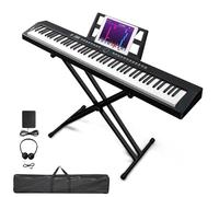 Ktaxon 88 Key Piano Keyboard Semi-Weighted Electric Piano, Portable Keyboard Piano with Stable Piano Stand, Portable Carry Bag, 2 Headphone Jacks, Bluetooth, MIDI, 200 Rhythms and 200 Tones(Black)