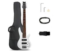 Ktaxon Bass Guitar 6 String Electric Bass Guitars, Beginner Bass Guitar with Professional H-H pickup, 3 Way Pickup Selector, Premium Cable, Unique Body Design for Beginner (Upgraded White)