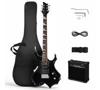 Ktaxon Burning Fire Design Electric Guitar Kit with Amplifier, Black | 36 Inch Beginner Guitar Set with HSH Pickup, Rosewood Fingerboard, 5-Way Pickup Switch, for Musicians Adults
