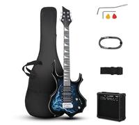Ktaxon Burning Fire Design Full Size Electric Guitar Kit, Lightning Black