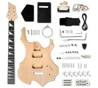 Ktaxon DIY Guitar Kit with Mahogany Body, Premium Fingerboard and Maple Neck, 6 String DIY electric Guitar Kit with Unique Design, Easy Installation and Full Equipment to Build Your Own Guitar (Flame)