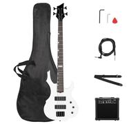 Ktaxon Electric Bass Guitar Full Size Flame Design Bass Guitar Kit (White)