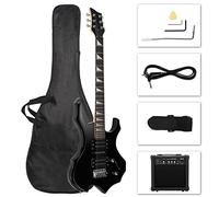 Ktaxon Electric Guitar Kit, Burning Fire Design 36-inch Beginner Guitar with Naturally Air-dried Solid Wood Body, 5-ways Pickup Switch and H-S-H Pickup(Black)