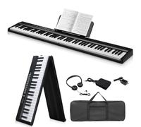 Ktaxon Foldable Piano Keyboard, 88 Keys Electronic Keyboard Piano with a Portable Bag, Professional Pedal, Stereo Headphones and Smart MIDI Bluetooth Function (Black)