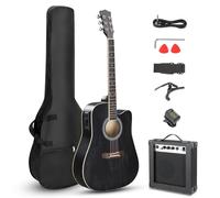 Ktaxon Full-Size Acoustic Electric Guitar with Amp, 41 Inch Basswood Body Guitars Kit for Beginner & Intermediate W/Bag, Strap, Tuner and Capo All Accessories Included (Black)