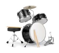 Ktaxon Kids Drum Set, 3-Piece Junior Beginners Drum Kit with Throne Stool, Bass Drum Pedal & 2 Drumsticks, 14 Inch Drum Musical Instruments W/Cymbal, Tom and Snare Drum for 3 Years Old+ (Black)
