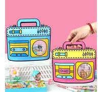 KTBANBANNEY 30 Pcs Radio Shape Party Favor Goodie Bags Small Gift Bags For Friends with Handle and Window For Birthday Baby Shower Retro 80s Theme Hip Hop Music Party Supplies Pink and Blue Treat Bag