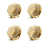 KtbeYTi 4 Pcs Hose Caps Hexagonal 1/2 inch Brass Fitting Pipe Cap, Brass Threaded Cap with Hose Washers Pack of 4, for Valve Dishwasher or Radiator Valve etc