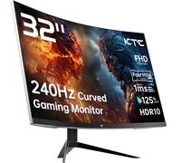 KTC 32 Inch Curved Gaming Monitor, Full HD 1080P@240Hz Monitor, VA 1500R, 1ms, FreeSync/G-Sync, HDR10, HDMI 2.0 / DP1.4, 125% sRGB, VESA, Compatible with Desktop, Laptop, PS5, Xbox, Switch and More