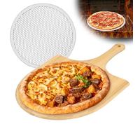 KTCINA 11 Inch Pizza Peel with Handle, 2Pcs Bamboo Pizza Paddle with 10 Inch Round Mesh Screen Multipurpose Bread Pie Cutting Board Food Tray for Transferring and Serving Dough Bread Pastry Cheese