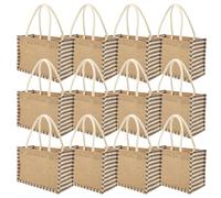 KTCINA 12Pcs Jute Burlap Tote Bag, 23x16x11cm Reusable Blank Burlap Grocery Bag with Handle, Natural Blank Jute Tote Bags Bulk for Grocery Shopping, Weddings, Travel, Bridesmaid Gift, DIY Crafts