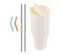 KTCINA 2 In 1 Drink Separator Silicone Liner for 40 oz Cup Reusable Drink Separator with Straws Silicone Liner Splitter Cup Divider Liners for for Coffee, Juice, Cocktails, Whiskey