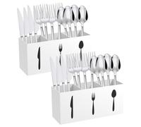 KTCINA 2 Pcs Kitchen Utensils Holders, 3 Compartment Acrylic Utensil Caddy Cutlery Holder Organizer Silverware Caddy Flatware Organizers Kitchen Utensil Holder for Fork Spoon Knife(White)