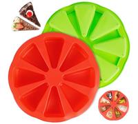 KTCINA 2 Pcs Silicone Baking Moulds, 8 Cavities Silicone Cake Pan Non Stick Pizza Slice Cake Silicone Mould Triangle Cake Mold Heat Resistant Baking Tool for Brownies Muffins Scone Pizza Soap