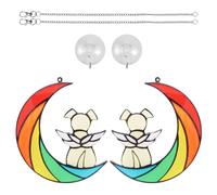 KTCINA 2Pcs Dog Cat Ornament, Dog Memorial Gifts for Loss of Dogs Pet Sympathy Hanging Gift Dogs/Cats on Moon Acrylic Beverage Suncatcher Ornaments Decor for Pets Cats Lover(White Dog)