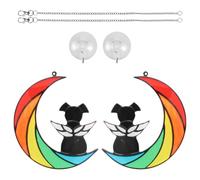 KTCINA 2Pcs Dog Cat Ornament, Dog Memorial Gifts for Loss of Dogs Pet Sympathy Hanging Gift Dogs/Cats on Moon Acrylic Beverage Suncatcher Ornaments Decor for Pets Cats Lover(Black Dog)