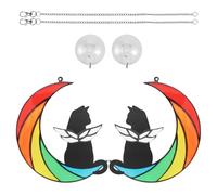 KTCINA 2Pcs Dog Cat Ornament, Dog Memorial Gifts for Loss of Dogs Pet Sympathy Hanging Gift Dogs/Cats on Moon Acrylic Beverage Suncatcher Ornaments Decor for Pets Cats Lover(Black Cat)