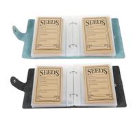 KTCINA 2Pcs Seed Storage Organizer Binder, Waterproof Leather Seed Packet Organiser with 50 Clear Page & 100Pcs Seeds Envelopes Garden SeedsHolder Book for Garden Lover