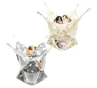 KTCINA 2Pcs Small Animal Hanging Hammock 3 Tiers Ferret Guinea Pig Rat Hammock Soft and Fluffy Hamster Hanging Bed Pet Cage Hammocks for Chinchilla Parrot Squirrel Hamster Rat Playing Sleeping