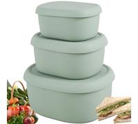 KTCINA 3 Pcs Silicone Food Containers Include Lids, Collapsible Food Containers Airtight Lunch Container Leakproof Reusable Silicone Lunch Box Container, Microwave Freezer Dishwasher Safe(Green)