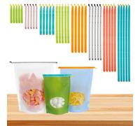 KTCINA 40Pcs Bag Sealer Sticks, 8 Size Food Bag Sealing Sticks Reusable Magic Bag Sealer Stick Chip Clips Bag Sealer Stick Food Sealing Clips for Keeping Snack Food Fresh