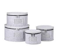 KTCINA 4Pcs Dinner Plate Storage Box Felt Quilted Dish Container Dinnerware Plate Organizer with 48Pcs Dividers Portable China Storage Container for Plates Bowls Transport Moving (4Pcs Grey)