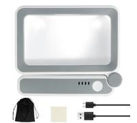 KTCINA 4X Page Reading Magnifier Glass Foldable Handheld Magnifying Glass Page Reading Magnifier with 10 LED Light USB Rechargeable Illuminated Magnifier for Seniors Low Vision(Grey)