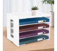 KTCINA 5 Tier Desk File Organiser Letter Tray Paper Tray Desktop File Holder Desk Tidy Organizer A4 Paper Holder Paper Sorter Magazine Document Storage Rack for Home Office School (34x25x26cm)